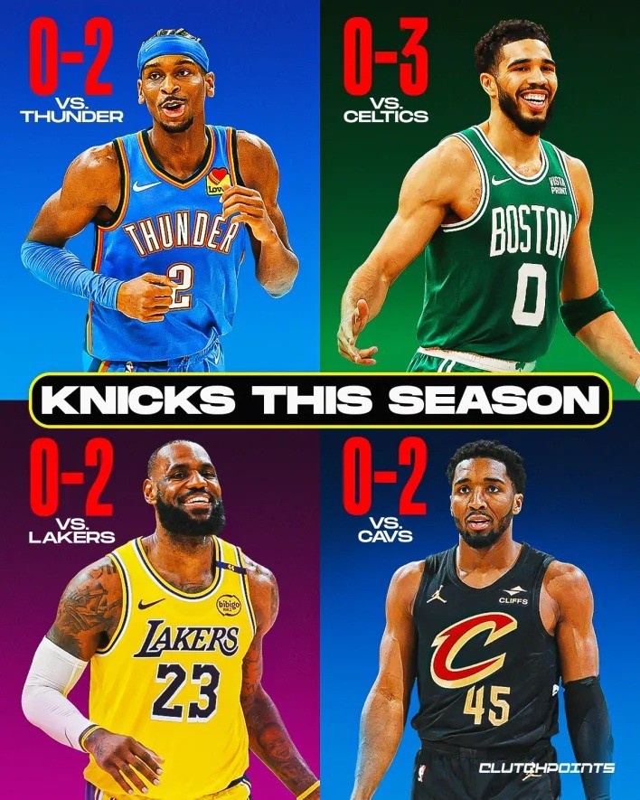 欺軟怕硬?尼克斯本季對聯盟前四騎士/雷霆/綠軍/湖人共0勝9負