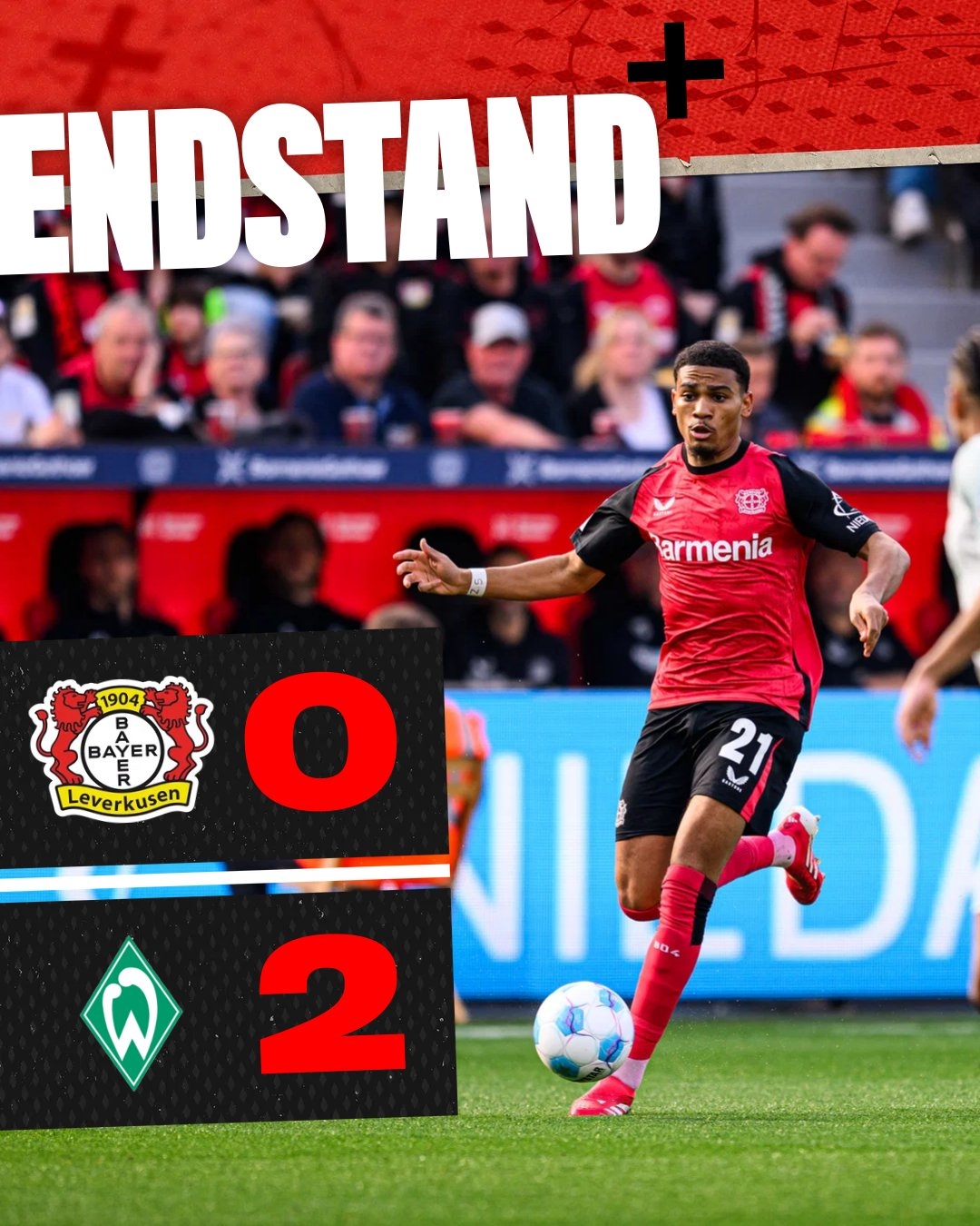 大型翻車現場!勒沃庫森德甲23輪不敗被終結,上次輸是半年前