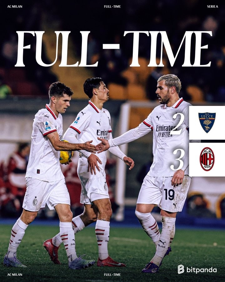 意甲兩次領先米蘭至少2球但被翻盤,萊切是歷史唯一一隊