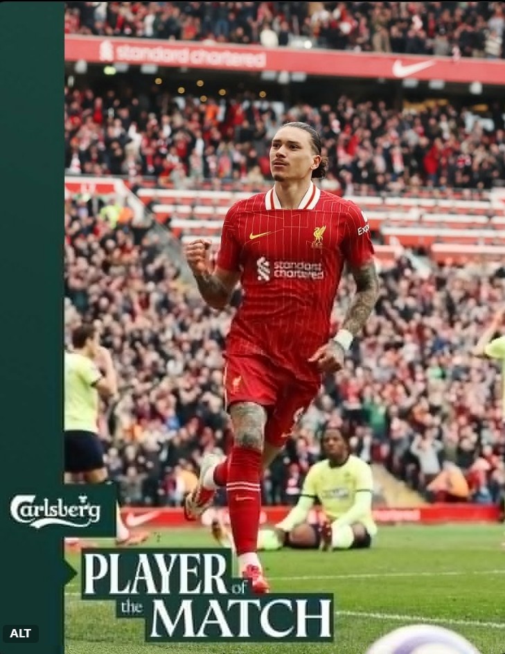 進球+造點!利物浦官方:努涅斯當選本輪英超隊內最佳球員