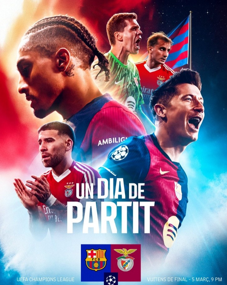 巴薩發布歐冠戰本菲卡海報:萊萬、拉菲尼亞、什琴斯尼出鏡