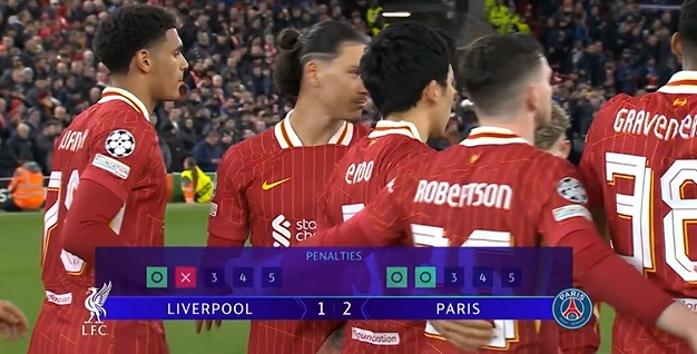 努涅斯失點之后一直到杜埃制勝點球,鏡頭多達5次給到努涅斯特寫