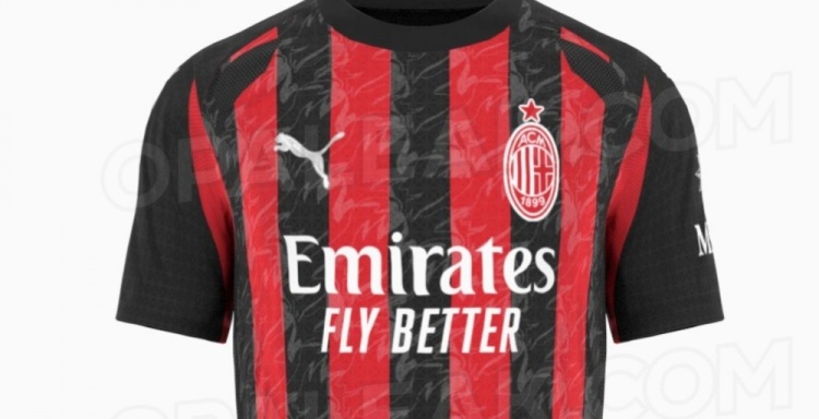 米蘭下賽季主場球衣泄露版:紅黑豎條紋點綴魔鬼圖案,紅白色隊徽