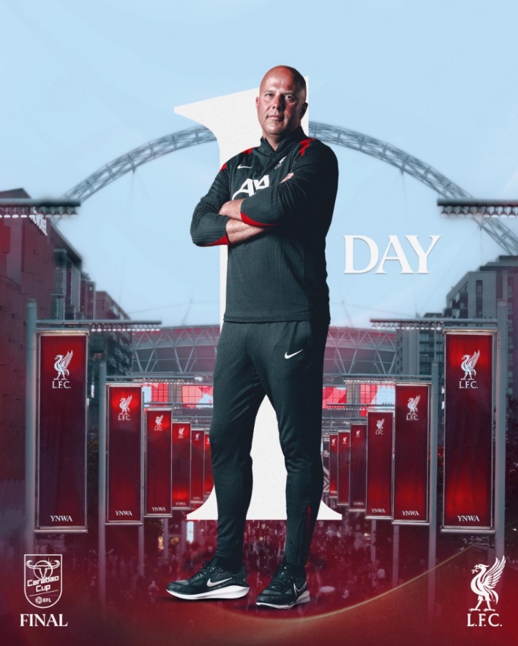 利物浦曬海報預熱聯(lián)賽杯決賽,斯洛特單人出鏡