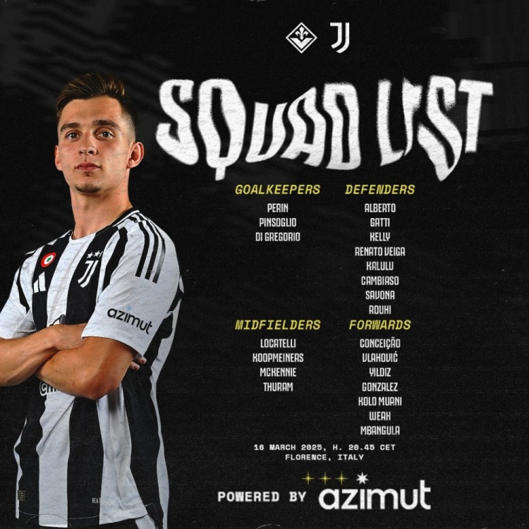 尤文客戰佛羅倫薩大名單：弗拉霍維奇領銜，小孔塞桑回歸