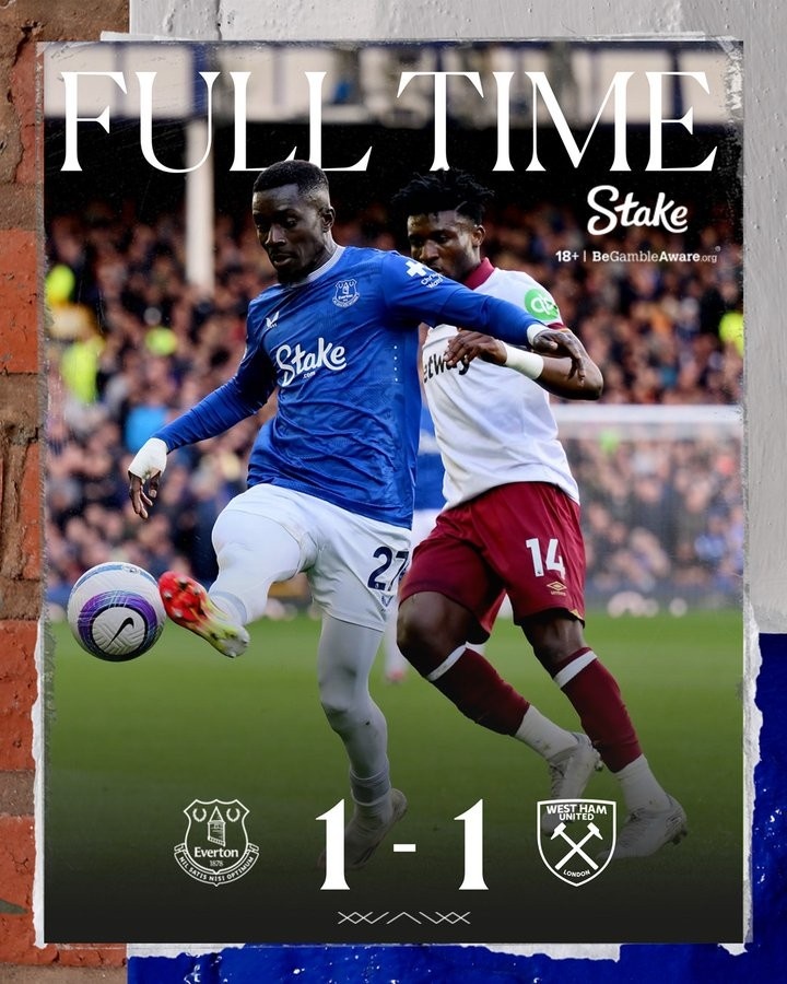 4勝5平!埃弗頓補(bǔ)時(shí)絕平西漢姆,已在英超4連平+連續(xù)9輪不敗