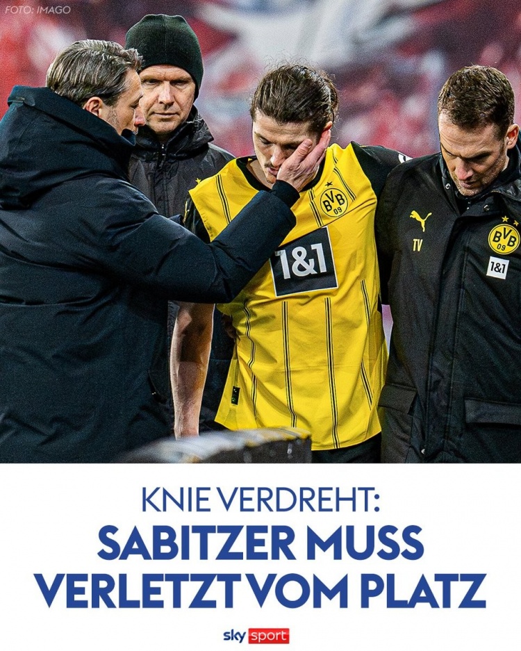 大將傷退!德天空:多特中場薩比策受傷離場,可能缺席此后比賽