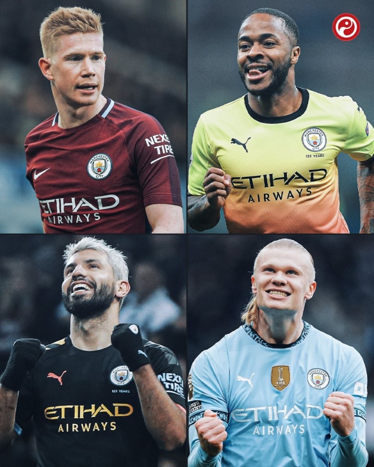 瓜式曼城僅4人英超參與進球破百:丁丁、斯特林、阿圭羅、哈蘭德