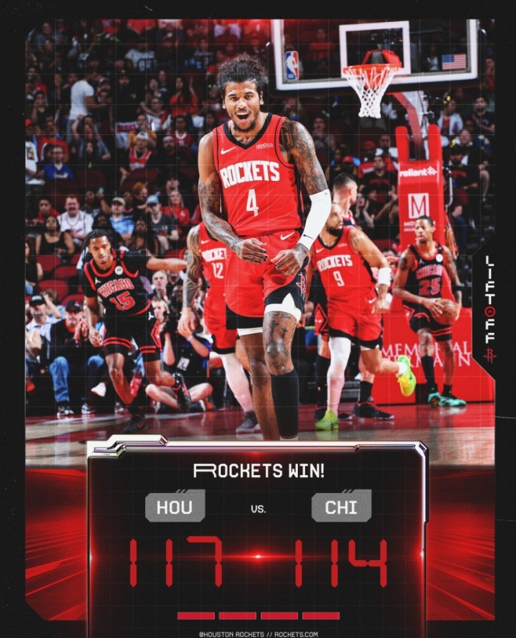 火箭官方發布六連勝贏球海報 杰倫-格林登上封面