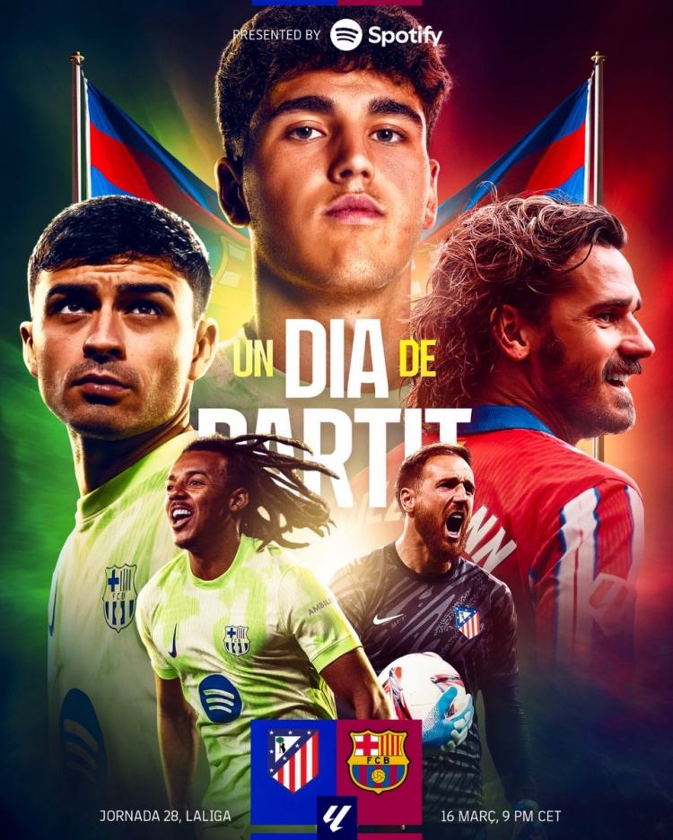 巴薩vs馬競海報:庫巴西C位,佩德里、孔德、格子、奧布拉克出鏡