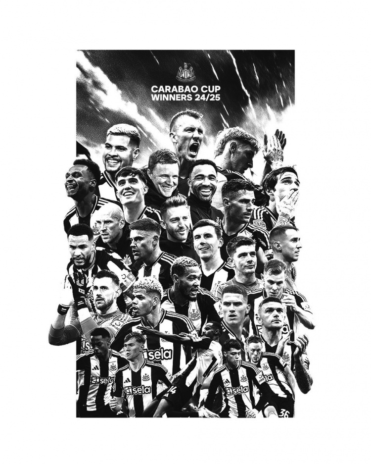 紐卡斯爾官推曬奪冠紀念海報:我們是聯賽杯冠軍!
