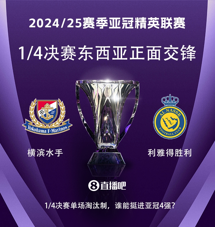 亞冠1/4決賽對陣:利雅得勝利vs橫濱水手,C羅vs安德森-洛佩斯!