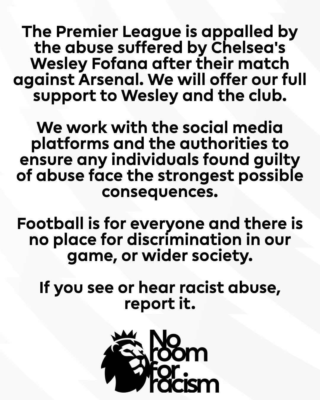 福法納遭種族歧視,英超發(fā)文譴責(zé):會(huì)確保施暴者面臨最嚴(yán)厲懲罰