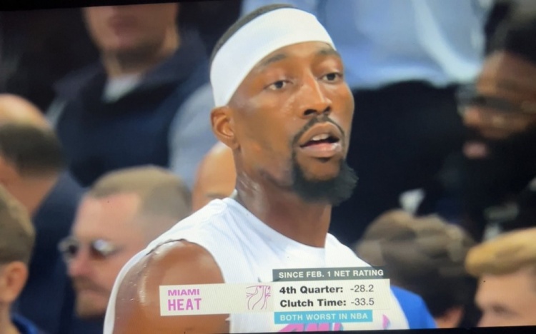 2月份以來熱火末節百回合凈負28.2&關鍵時刻凈負33.5 均聯盟墊底