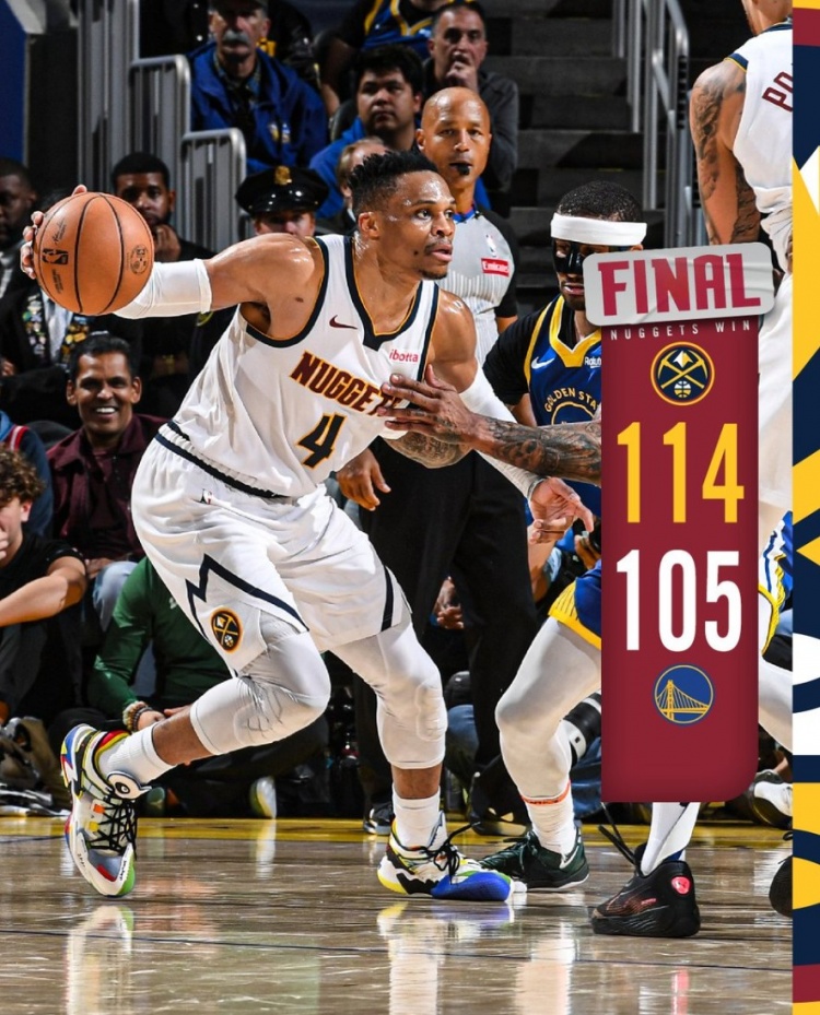 三雙拿捏勇士！掘金官方曬贏球海報 威少榮登封面