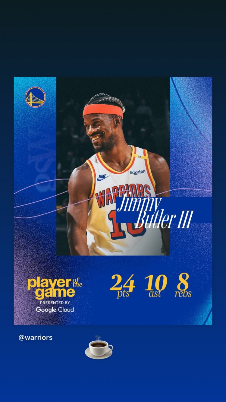 給巴公子倒杯卡布奇諾 ??庫里轉發吉米本場最佳照 獻上咖啡1杯