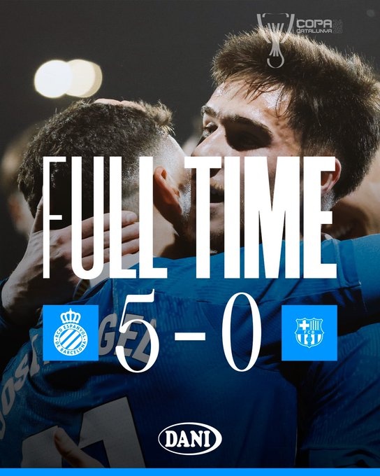 西班牙人加泰杯半決賽5-0大勝巴薩,巴薩全青年隊&弗里克沒帶隊