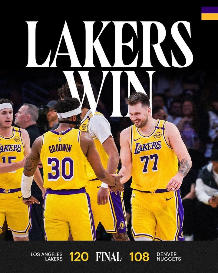 湖人官方曬出贏球海報：東契奇、里夫斯、古德溫、海斯登上封面