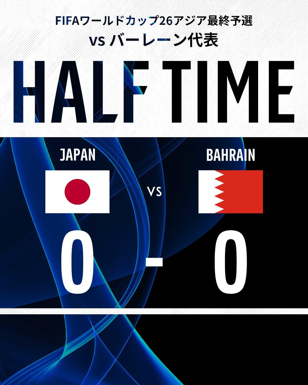 半場-遠藤航進球被吹日本半場僅6射門+0射正 日本暫0-0巴林