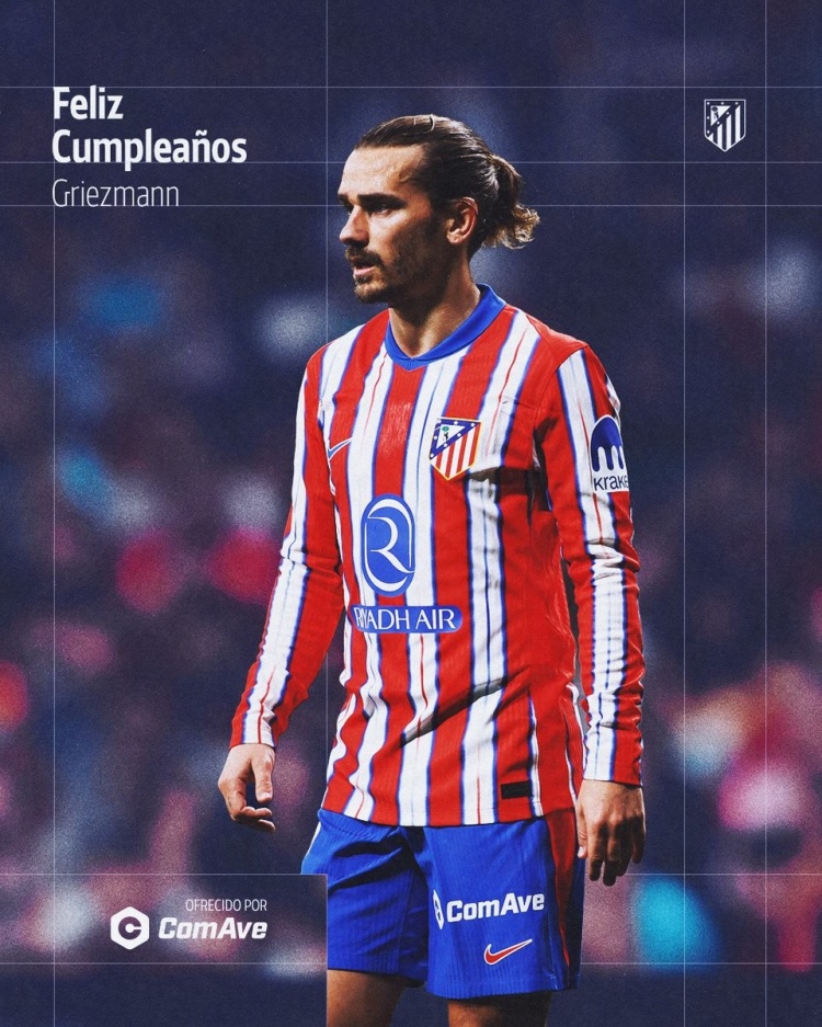 本賽季42場16球7助攻!馬競官方為格列茲曼34歲生日送上祝賀