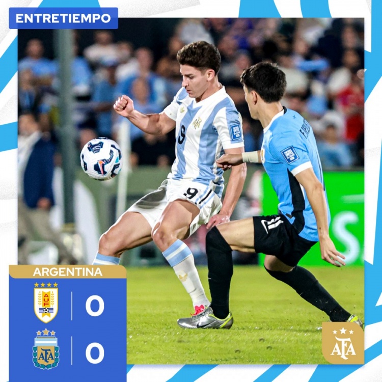 半場-烏拉圭0-0阿根廷 梅西缺陣兩隊場面焦灼僅2射正