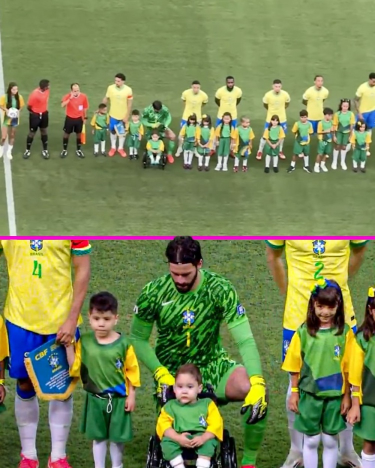 暖心!阿利森賽前列隊時單膝跪地,以照顧身前坐輪椅的球童