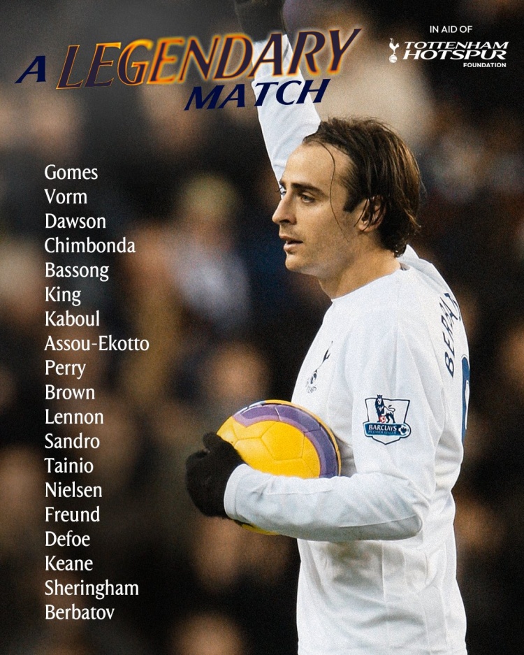 熱刺傳奇賽對陣米蘭名單：貝爾巴托夫、謝林漢姆、迪福在列