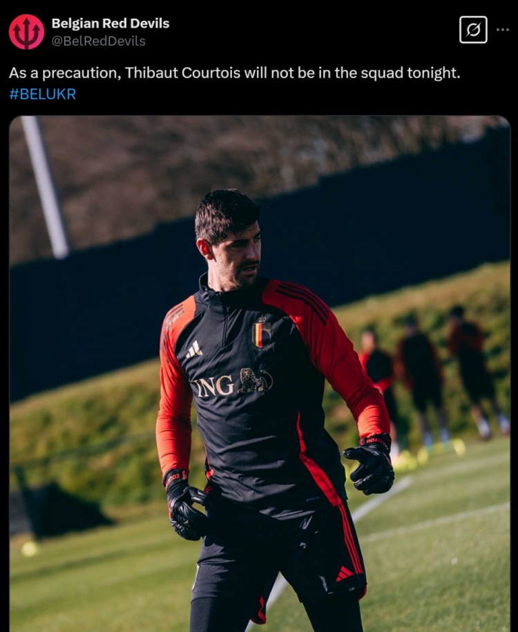 膝蓋出現(xiàn)傷情,比利時(shí)官方:作為預(yù)防措施,庫(kù)爾圖瓦不出戰(zhàn)烏克蘭