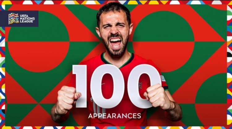 30歲B席達(dá)成葡萄牙隊(duì)100場(chǎng)里程碑:13球28助攻+2019年歐國(guó)聯(lián)冠軍