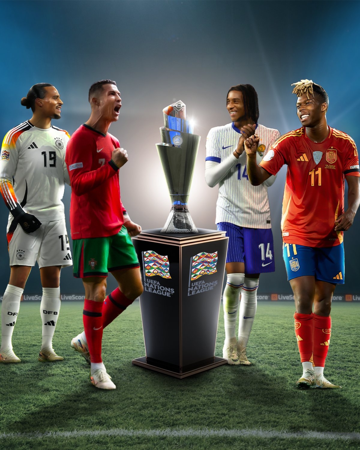 歐國聯半決賽對陣：德國vs葡萄牙 ，西班牙vs法國