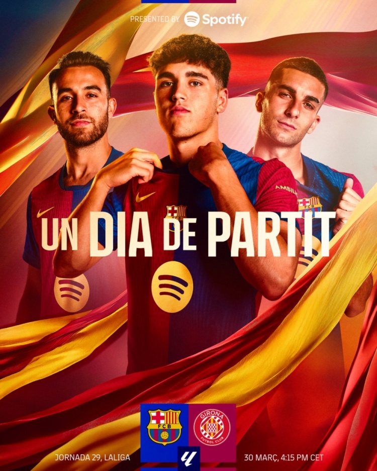 巴薩發布對陣赫羅納海報:庫巴西、費蘭、埃里克-加西亞出鏡